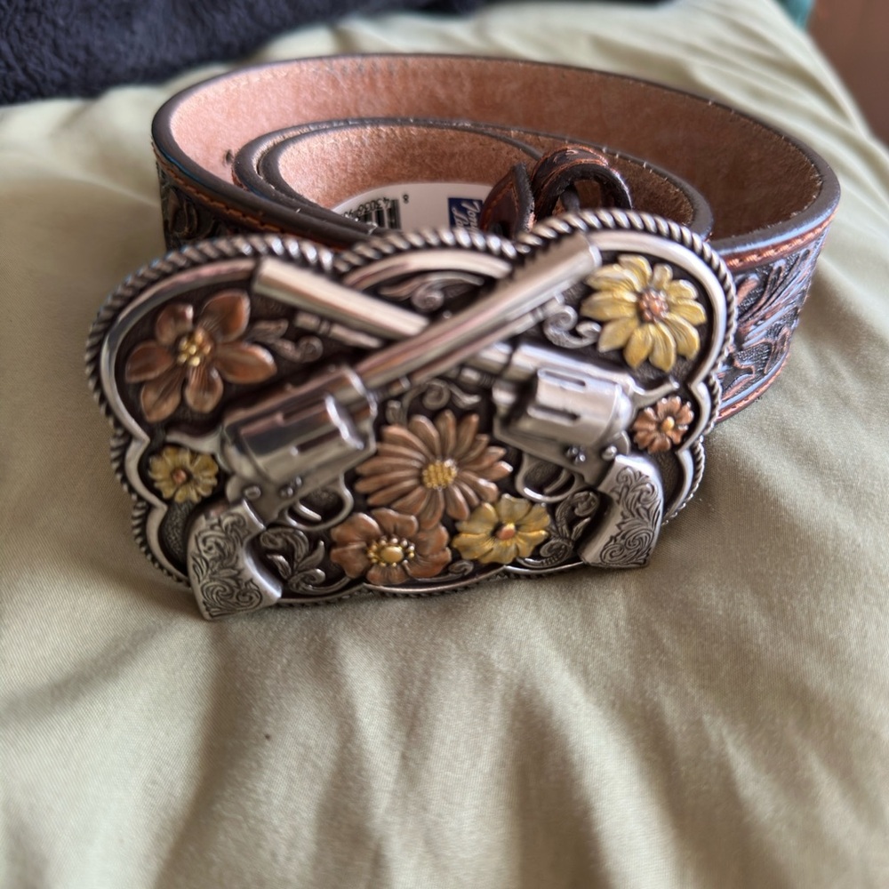 Western Floral Belt with Revolver Buckle Tony Lama